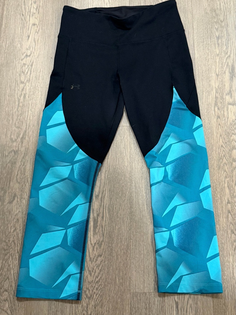 Under Armour Men's Compression Pull-On Pants Geometric Black/Blue Size Medium